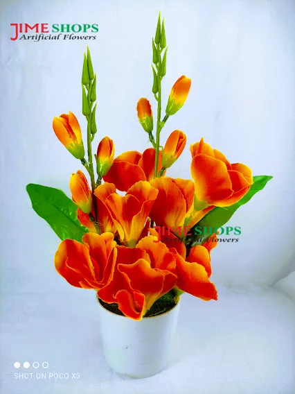  টব সহ কৃত্রিম চেরি ফুলের গা